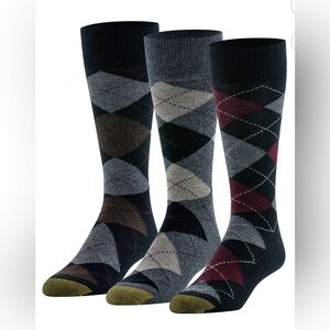 GoldToe Edition Mens Dress Argyle Crew Socks Assorted, 3 Pack